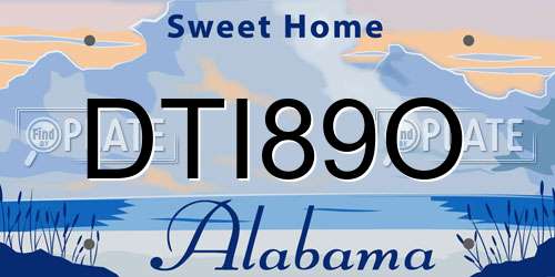 DTI89O Alabama License Plate