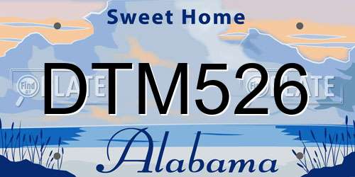 DTM526 Alabama License Plate