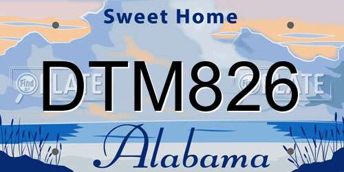 DTM826 Alabama License Plate