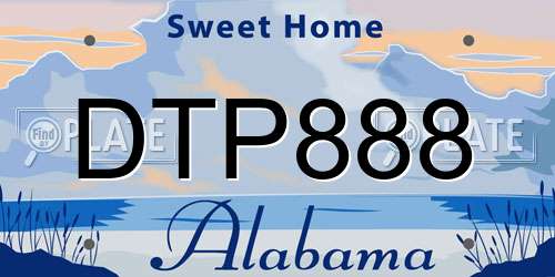 DTP888 Alabama License Plate