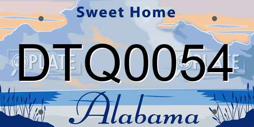 DTQ0054 Alabama License Plate