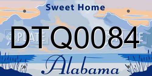 DTQ0084 Alabama License Plate
