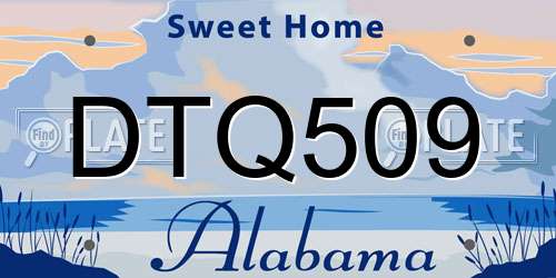 DTQ509 Alabama License Plate