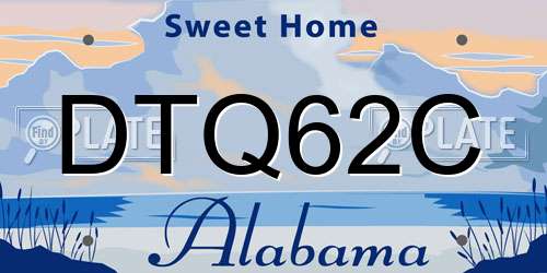 DTQ62C Alabama License Plate