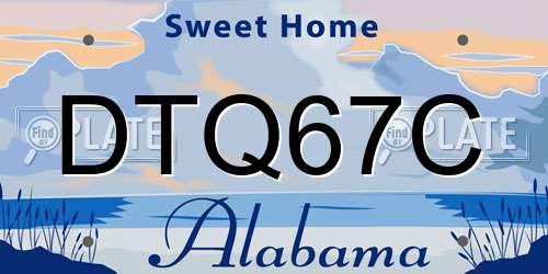 DTQ67C Alabama License Plate
