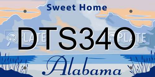 DTS34O Alabama License Plate