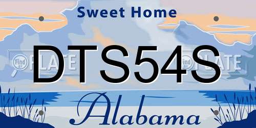 DTS54S Alabama License Plate