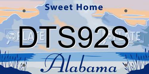 DTS92S Alabama License Plate