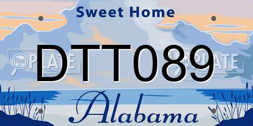 DTT089 Alabama License Plate