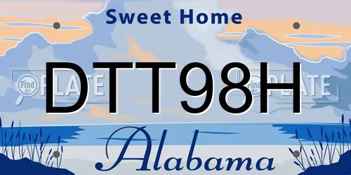 DTT98H Alabama License Plate