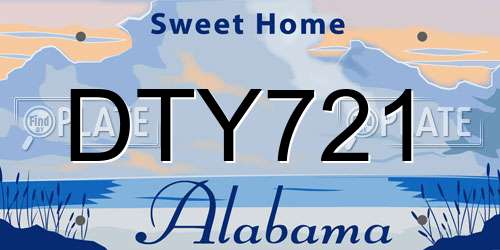 DTY721 Alabama License Plate