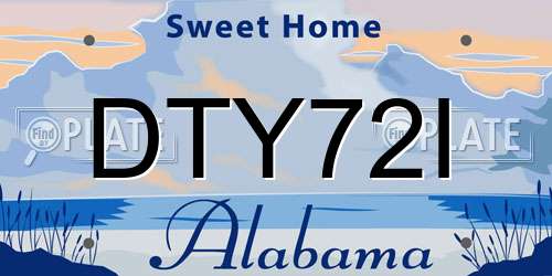 DTY72I Alabama License Plate