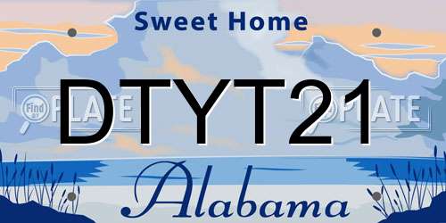 DTYT21 Alabama License Plate