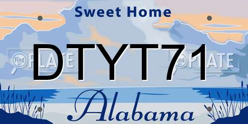 DTYT71 Alabama License Plate
