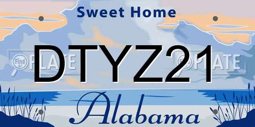 DTYZ21 Alabama License Plate