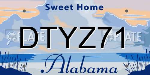 DTYZ71 Alabama License Plate