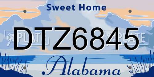 DTZ6845 Alabama License Plate