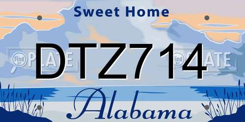 DTZ714 Alabama License Plate