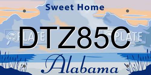 DTZ85C Alabama License Plate