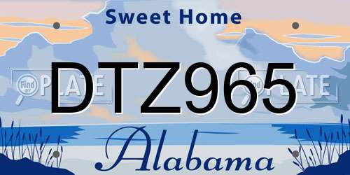 DTZ965 Alabama License Plate