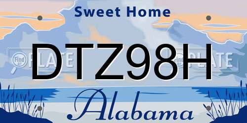 DTZ98H Alabama License Plate