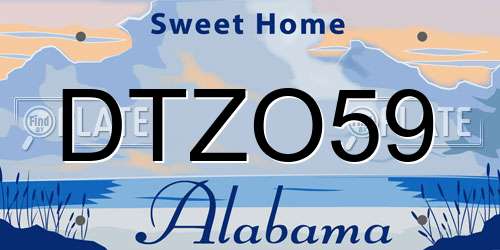 DTZO59 Alabama License Plate