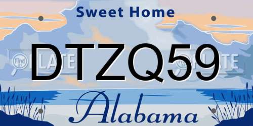 DTZQ59 Alabama License Plate