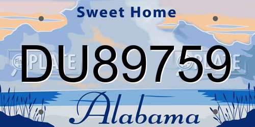 DU89759 Alabama License Plate
