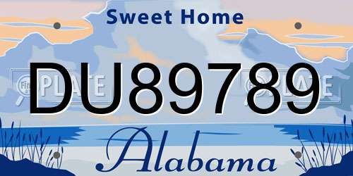DU89789 Alabama License Plate