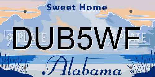 DUB5WF Alabama License Plate
