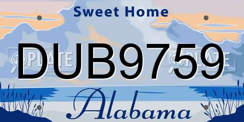 DUB9759 Alabama License Plate