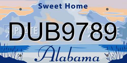 DUB9789 Alabama License Plate