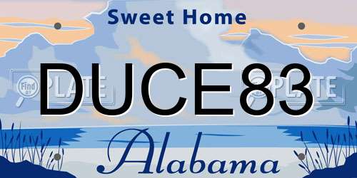 DUCE83 Alabama License Plate