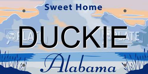 DUCKIE Alabama License Plate