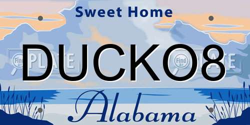 DUCKO8 Alabama License Plate