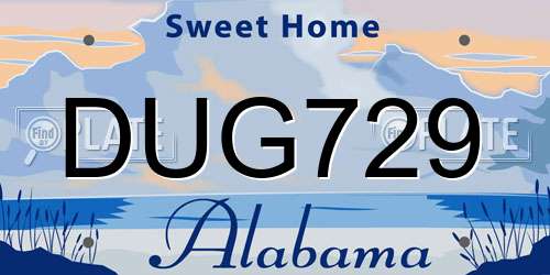 DUG729 Alabama License Plate