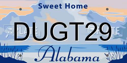 DUGT29 Alabama License Plate