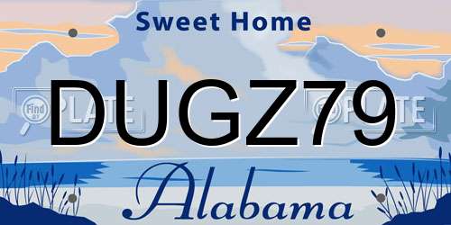 DUGZ79 Alabama License Plate