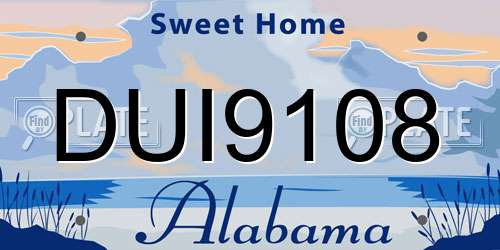 DUI9108 Alabama License Plate