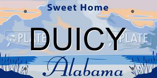 DUICY Alabama License Plate