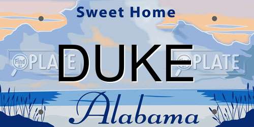 DUKE Alabama License Plate