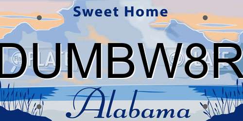 DUMBW8R Alabama License Plate