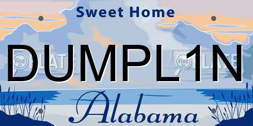 DUMPL1N Alabama License Plate
