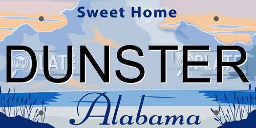 DUNSTER Alabama License Plate