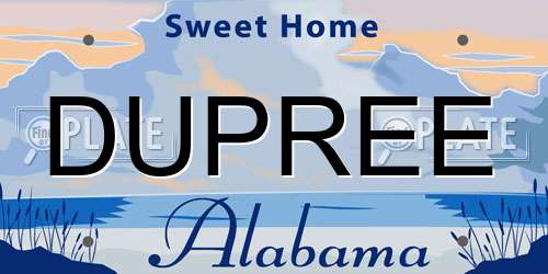 DUPREE Alabama License Plate
