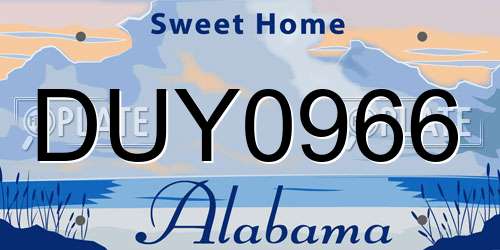 DUY0966 Alabama License Plate