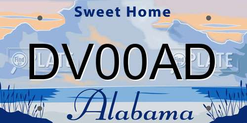 DV00AD Alabama License Plate