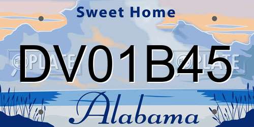 DV01B45 Alabama License Plate