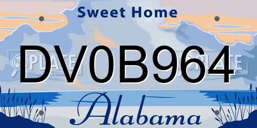 DV0B964 Alabama License Plate
