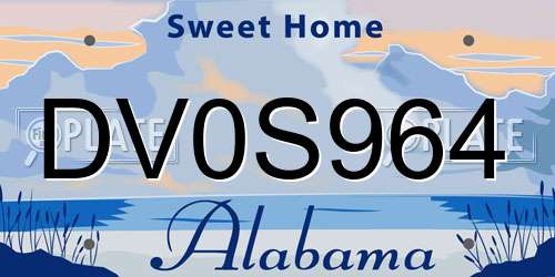 DV0S964 Alabama License Plate